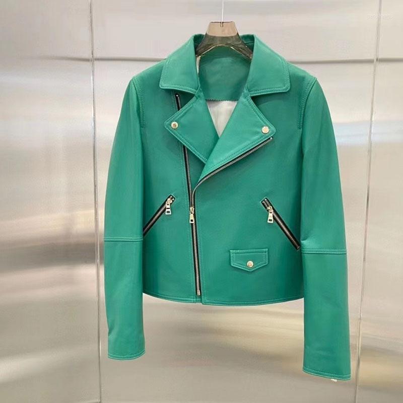 

Women's Leather Women's & Faux Genuine Jacket Fashion Women Coat Spring And Autumn Short Length Clothes Turn-Down Collar Female's