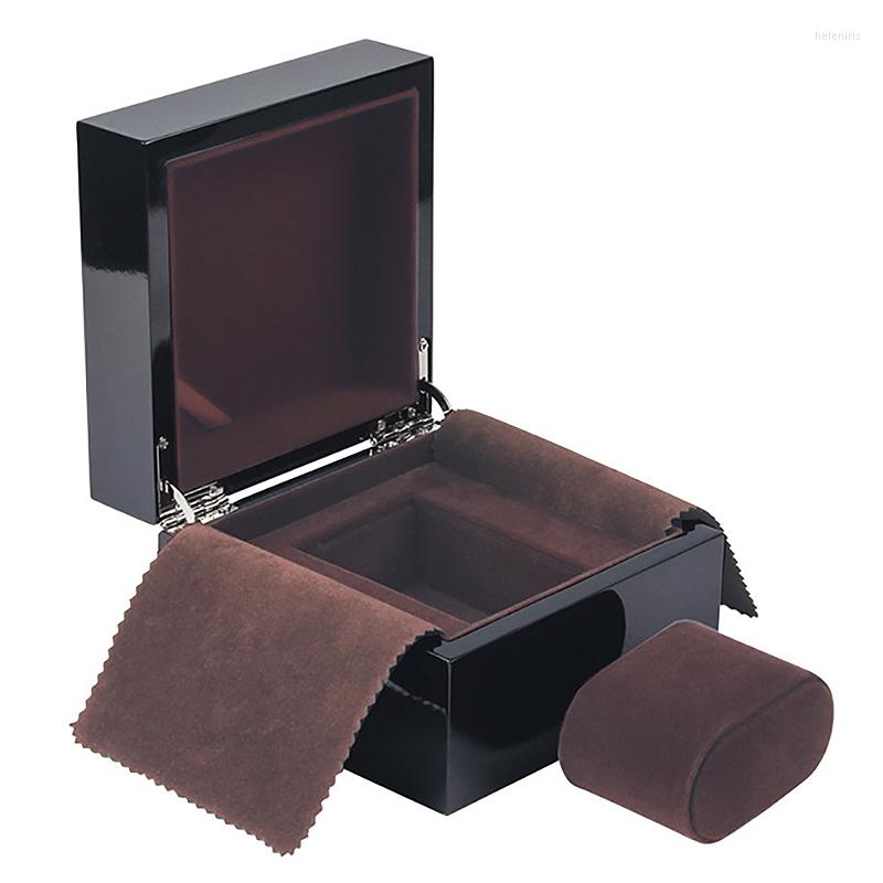 

Watch Boxes Black Bright Paint Lacquered Wooden Box High-End Brand Watches Display Single Table Square