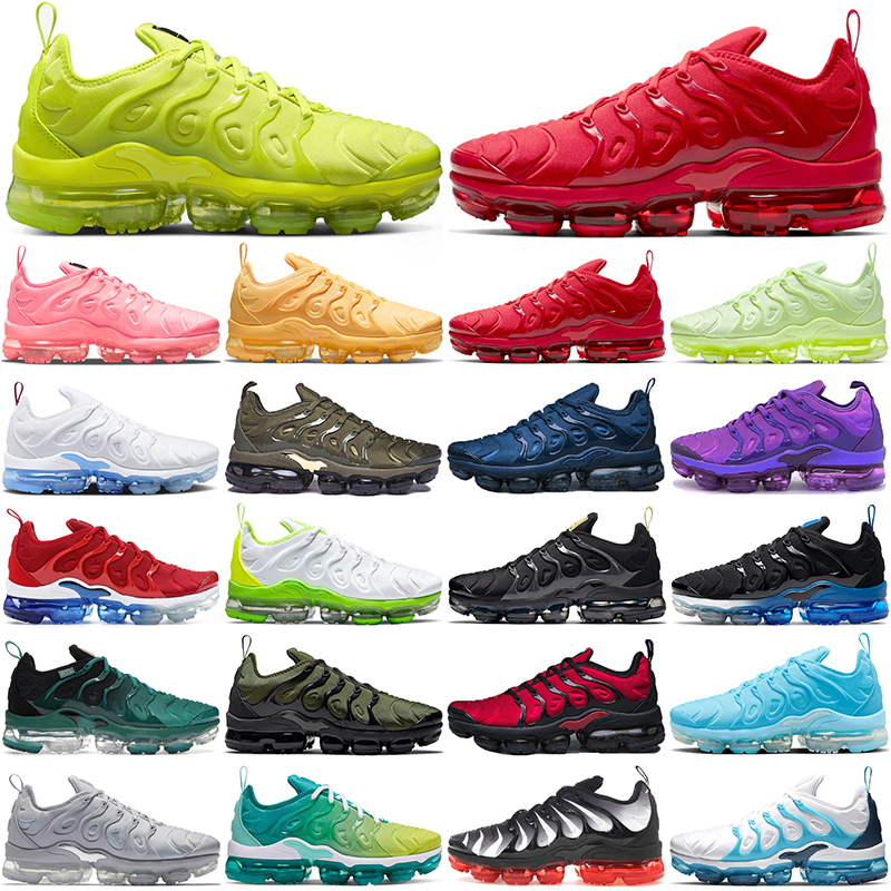 

TN plus running shoes men women Tennis Ball University Blue Triple Black Yolk Bubblegum Cool Grey tns mens trainers outdoor sport sneakers Hotsale, 36-47 black red