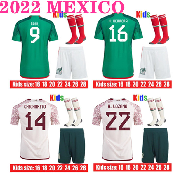 

2022 2023 Mexico soccer jerseys kids kit CHICHARITO RAUL LOZANO 22 23 2023 G DOS SANTOS Camisetas de futbol kids sets football shirt, 2022 away no socks