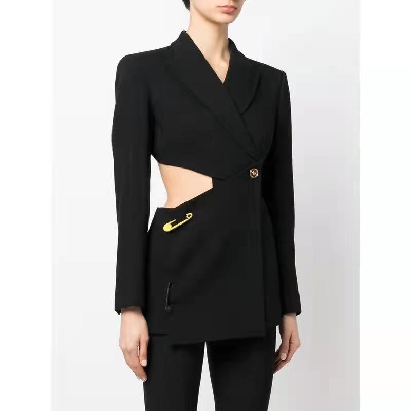 

Runway high-quality backless pin decoration sexy lady blazer, As picture