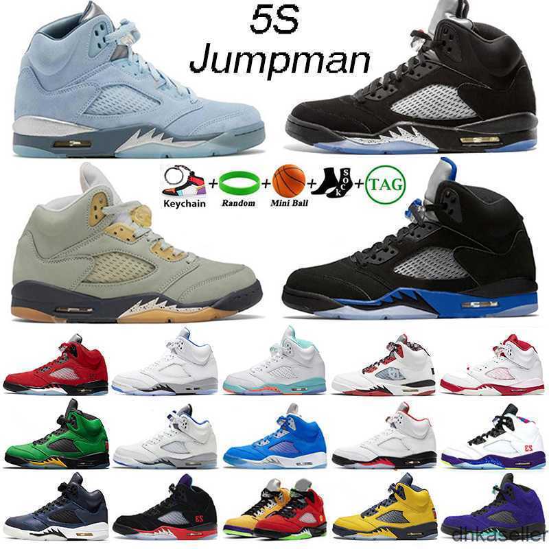 

Jumpman 5 5s High OG Mens Basketball Shoes Jade Horizon Bluebird Stealth Racer Blue Anthracite Raging Bull Black Metallic What the Men, 33