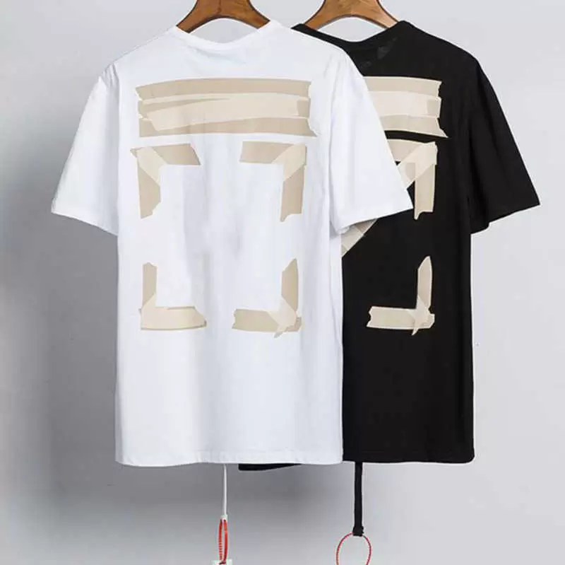 

Men' Fashion Designer Offs t Shirts Luxury Cotton Loose T-shirts Casual Summer Short Sleeves Oil Painting Black Back Print Arrow Women T Lp