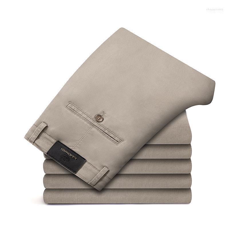

Men's Pants Men's Spring Autumn Cotton Straight Casual Business Fashion Solid Color Elasticity Khaki Trousers Male Brand Green, Black