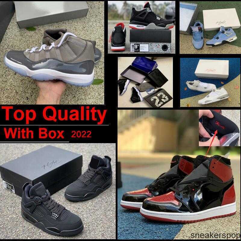 

Cool grey 11 CHERRY Patent Bred 1s Basketball Shoes Top Quality Real Carbon Fiber Court Purple 13s Black Cats 4s Fire Red Oreo Dark, Color-12