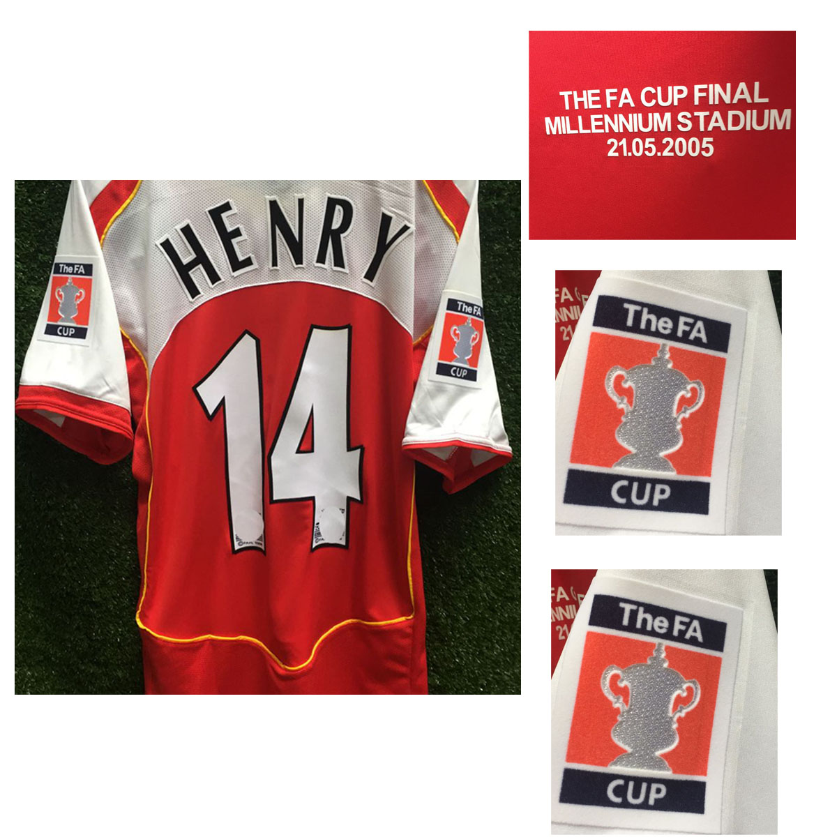 

American College Football Wear Maillot 2005 Cup Final Henry Jersey Bergkamp Custom Name Number Retro Short Sleeve Sports Shirt, League version