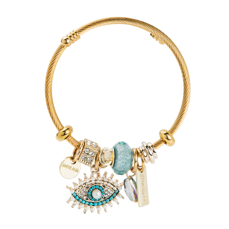 

Evil Eye Bangle Turkish Lucky Charm Bracelets Adjustable Cuff Bracelet Fashion Bangles Jewelry