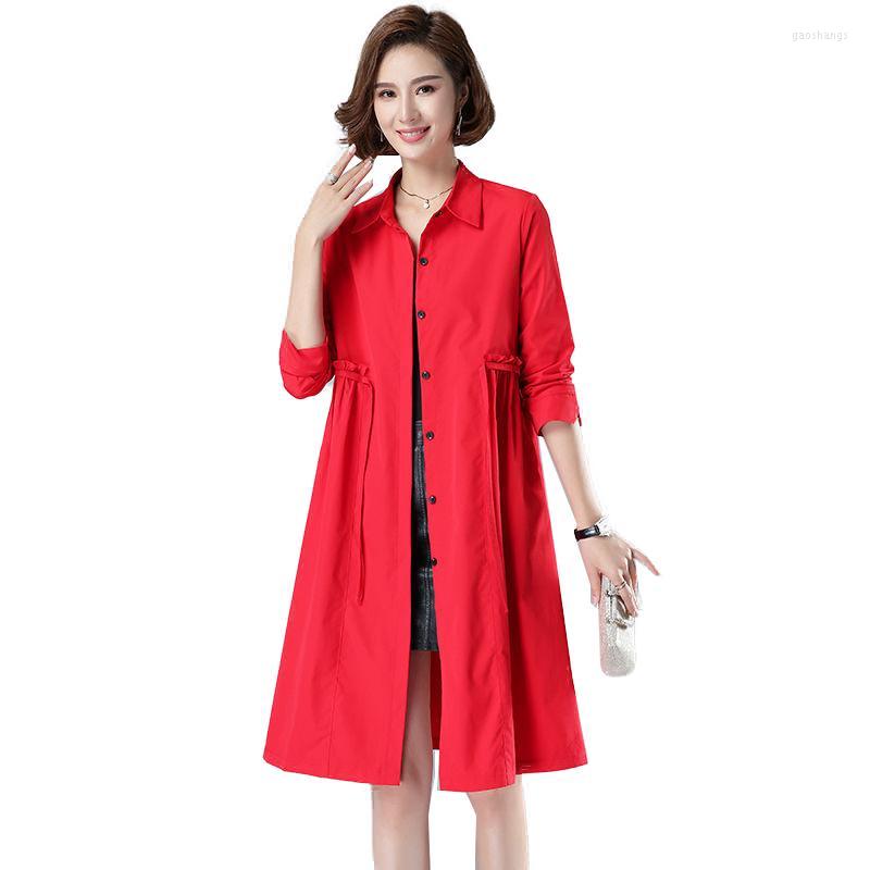 

Women's Trench Coats Women's Windbreaker Women Mid-Length Style 2022 Spring Autumn Female Coat Large Size Thin Ladies Single-Breasted, Navy