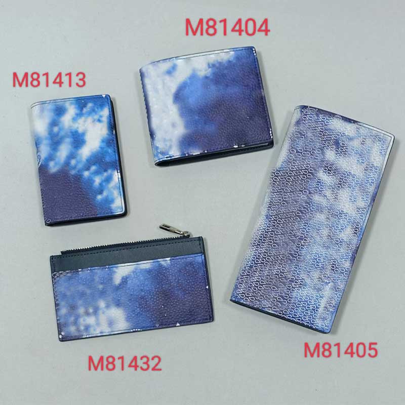 

Women designer wallet mens card holder Blue canvas long coin purses credit wallets mini cardholder simple pocket organizer with box M81404 M81405, Blue-card