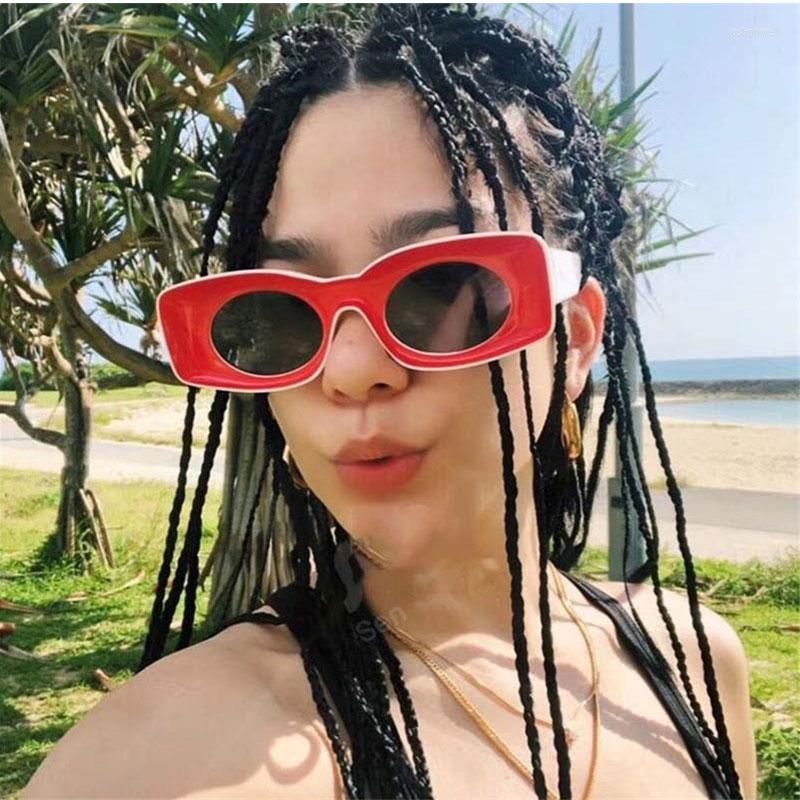 

Sunglasses Vintgae Rectangle Fashion Women Square Sun Glasses Oval Lens Lover Shades Summer Accessories UV400