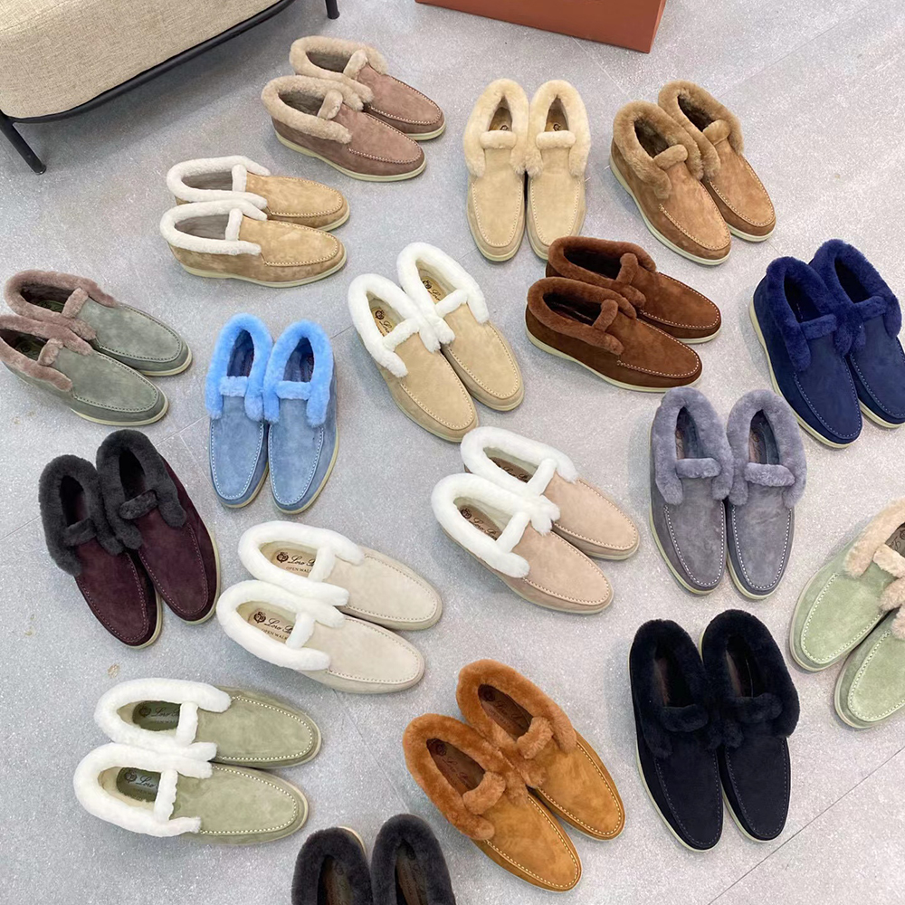 

LORO PIANA Slip-On Dress Shoe Boots Warm couple flat wool short boot women's Luxury Designers Walk suede loafers shoes Mens High Top Shoes 35-45, Gifts are not sold separately