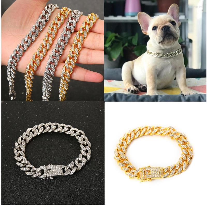 

Dog Collars Pet Cat Chain Collar Jewelry Metal Material With Diamond 12.5mm Width Pitbull Personalised Dogs Accessories