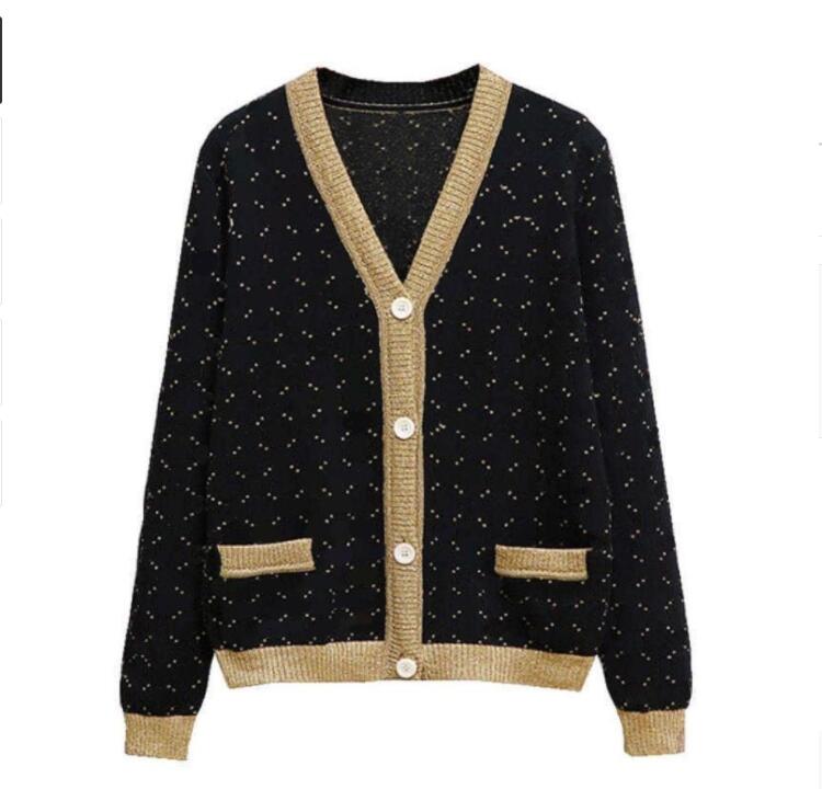 

Women' Sweaters Designer Luxury V-neck for casual cardigan new mid-length knit puff dress Knit Coats, 02
