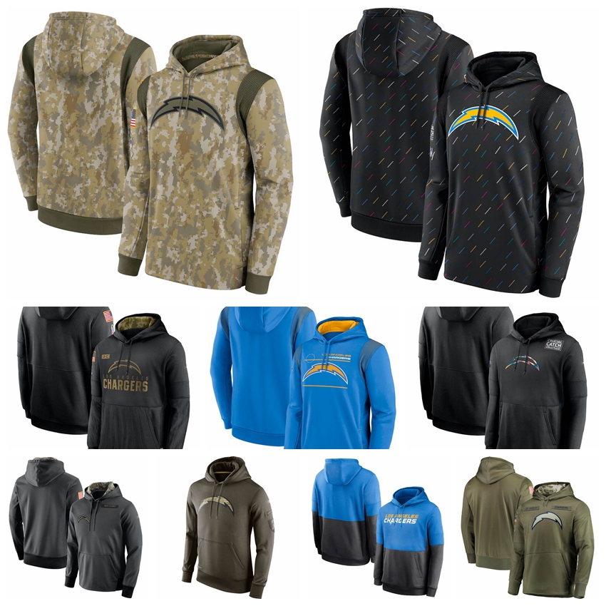 

Los Angeles''Chargers''Men Women Youth 2021 Salute To Service Therma Performance Pullover Football Hoodie Camo