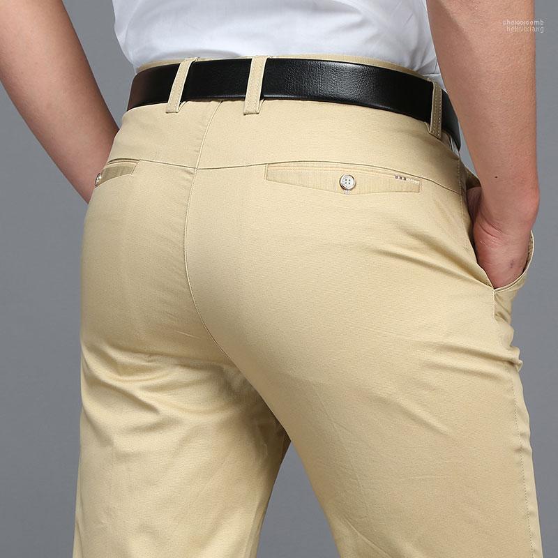 

Men's Pants Men's 2022 Casual Men Summer Designer Fashion Plus Size Satin Elastic Cotton Business Straight Trousers Homme, 8625