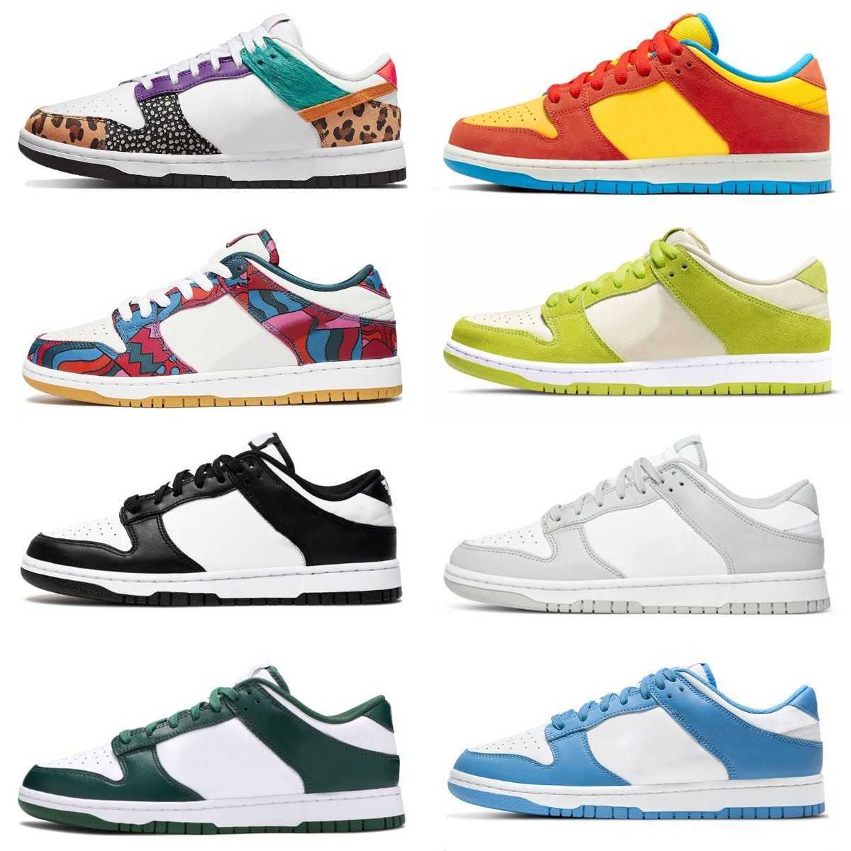 

2023 Top high Designers SB Lows Running Shoes DuNES Safari Mix Paisley UNC Blue World Champ Women Mens Black White Grey Fog Sports Bart Simpson Green Boot, # 36-45 green_app