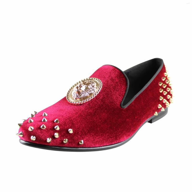 

Dress Shoes Harpelunde Men Prom Spikes Red Velvet Loafers 3D Lion Buckle Flats, Green