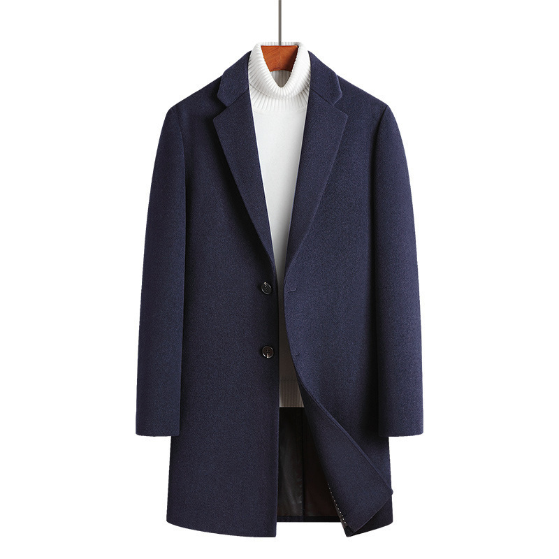 

Men's Wool Blends PARKLEES Warm Wool Long Coat Men Solid Slim Daily Windproof Vintage Homme Plus Size Woolen Winter Overcoat 220930, Sky blue