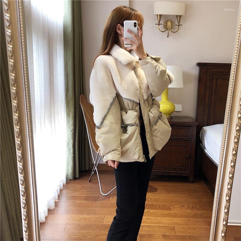 

Women's Down Women's & Parkas Australian Sheep Fur Integrated Splicing Coat White Duck Off-season Female 2022 063004, Black