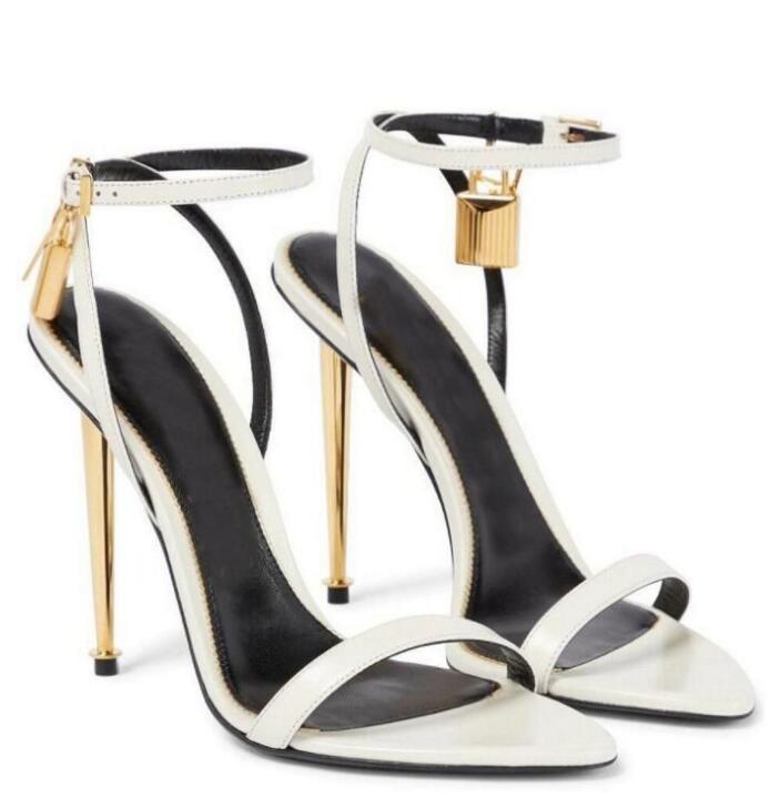 

Elegant Women's Sandals Leather Slips Ankle Padlock Buckle Summer Fashion Evening Dress Party