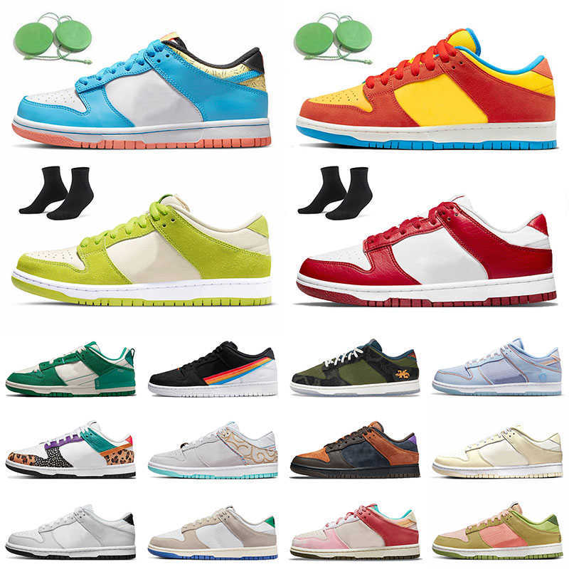 Sun Club SB Low 2022 Arriv←e Designer Sneakers Chaussures d←contract←es Unisexe Cider Dunklow Green Apple Bart Simpson Coconut Milk Flat Baltic