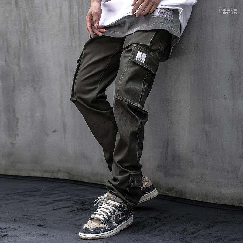 

Men' Pants Men' 2022 Ribbons Multi Pockets Cargo Men Harajuku Casual Track Trouser Hip Hop Streetwear Techwear Joggers, Army green