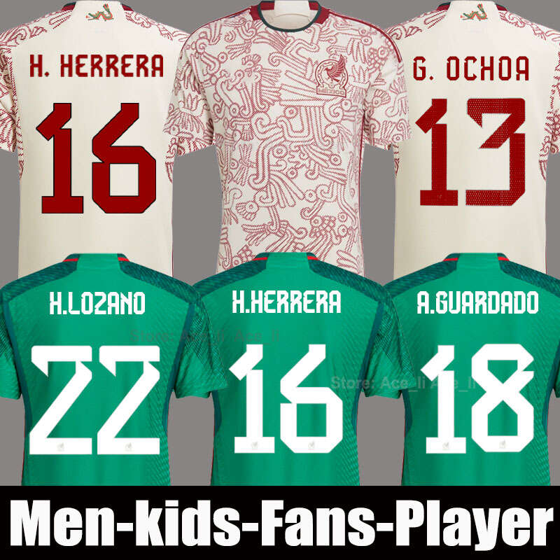 

2022 Mexico Soccer Jerseys H .Lozano Chicharito Raul Lozano World 22 23 Cup Fans Player Version 2023 G Dos Santos Ochoa Camisetas De Futbol, 2022 home