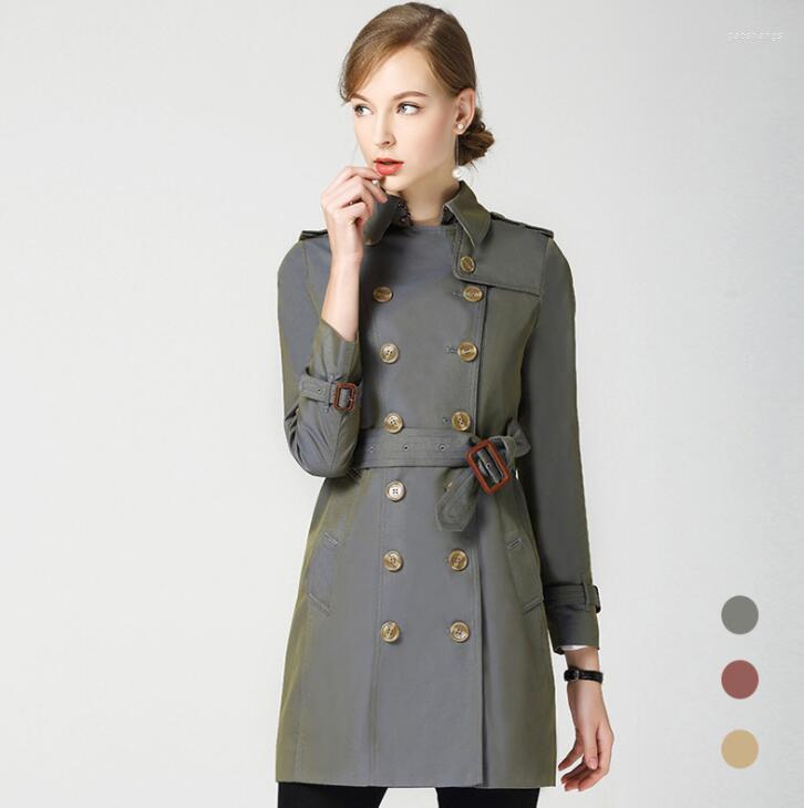 

Women' Trench Coats Spring Autumn Ladies Coat For Women Long Sleeves Womens European Feminino Overcoat Woman Double Breasted Clothes, Blue
