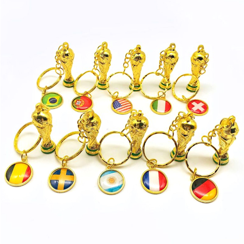 

Creative Trophies Keychain Football Souvenir Phone Straps Pendant National Flag Keyring Hanging Decoration Backpack Accessories Top 32 Country Trophy