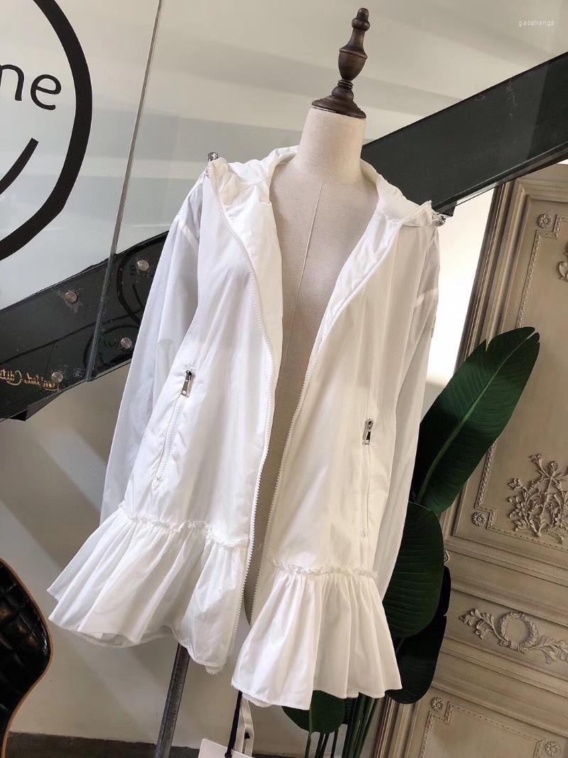 

Women's Trench Coats Ladies Brand Flounces Beach Sun Protection Belt Long Windbreaker Women's, Black