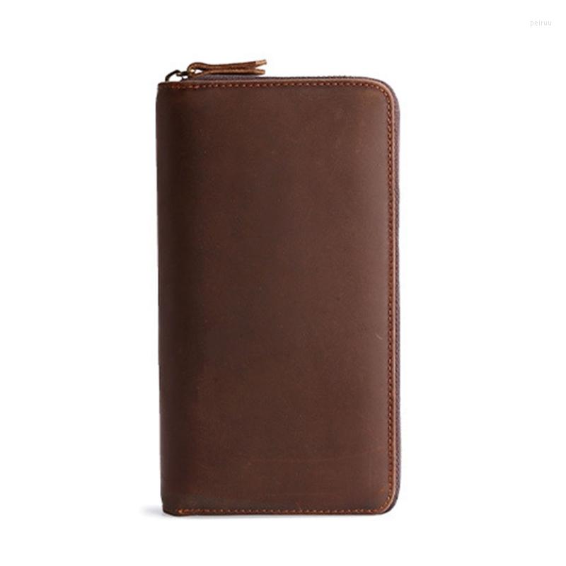 

Wallets Portable Leather Wallet Wear Resistant Mens Retro Style Purse For Cash Cellphone Large Capacity Clutch Bag, Black 2