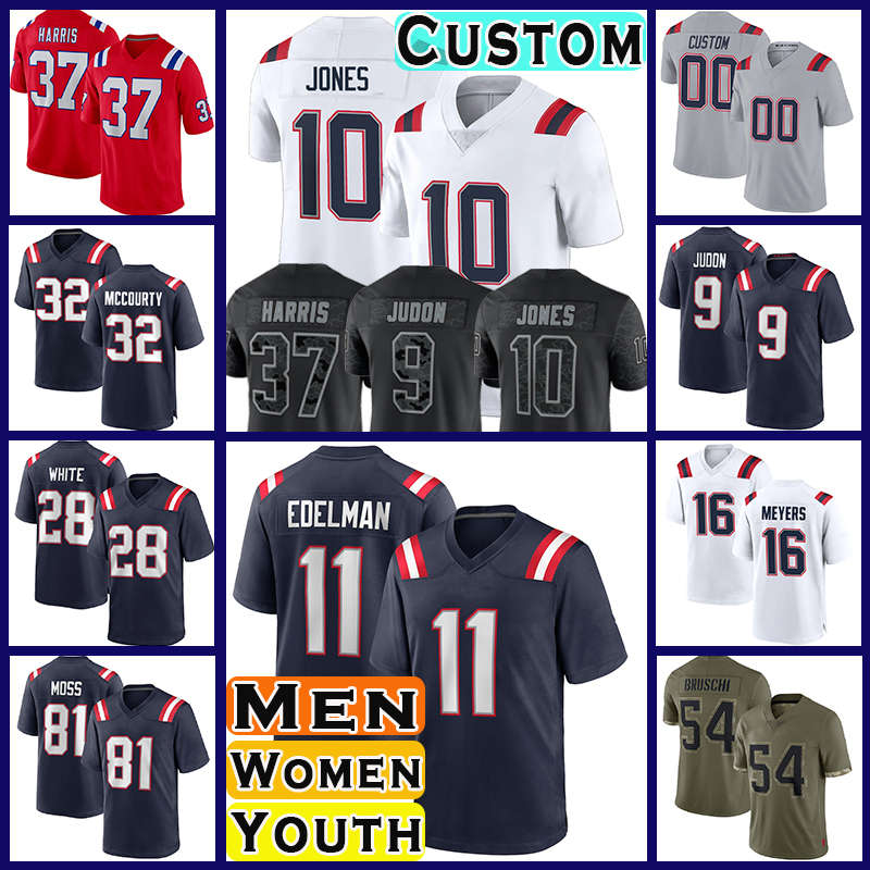 

10 Mac Jones Football New England Patriots DeVante Parker Matthew Judon Jerseys Devin McCourty Dont'a Hightower Malcolm Butler Cole Strange Kendrick Bourne, Custom men (a g z)