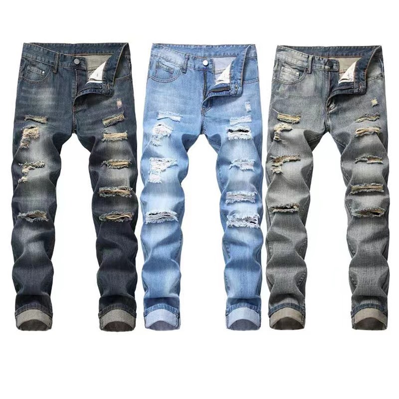 

Men's Jeans designer true Hole Ripped Stretch Destroyed Hip Hop Jean Homme Masculino Design Slim For Male Pants Denim jeans baggy, 6012