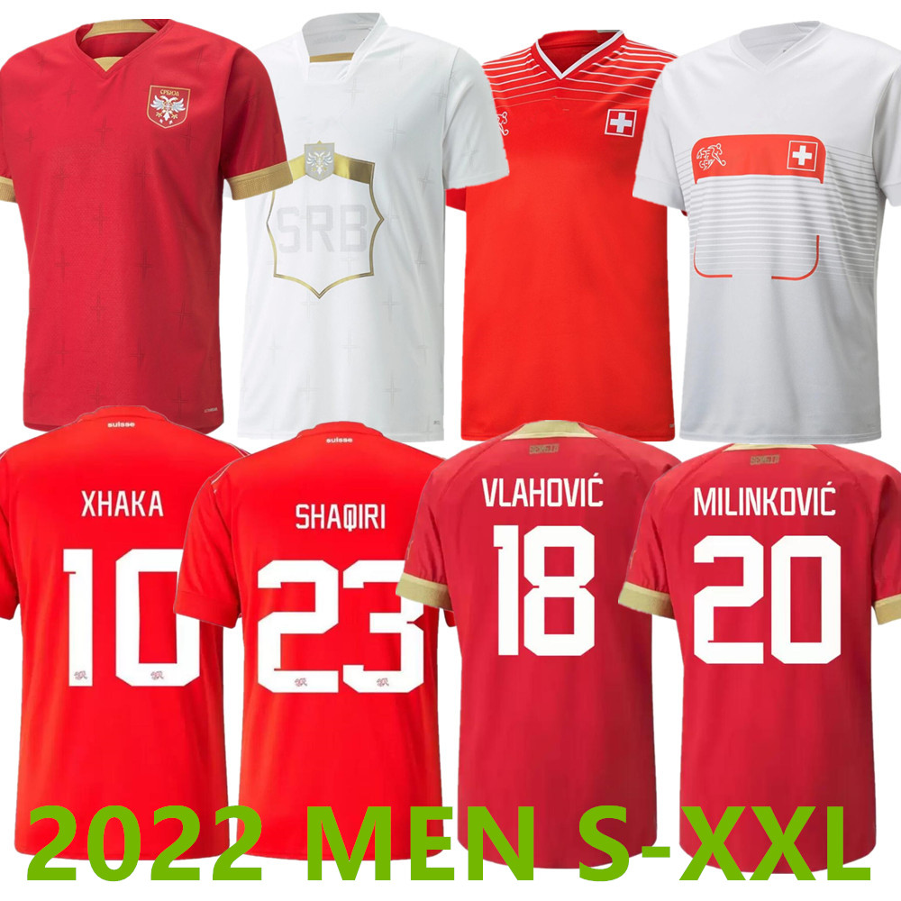 

2022 VLAHOVIC Serbia Soccer Jerseys MILINKOVIC TADIC KOSTIC MITROVIC RACIC MILENKOVIC Jersey Switzerland SWISS VARGAS Akanji Xhaha Elvedi football shirt, 2022 away