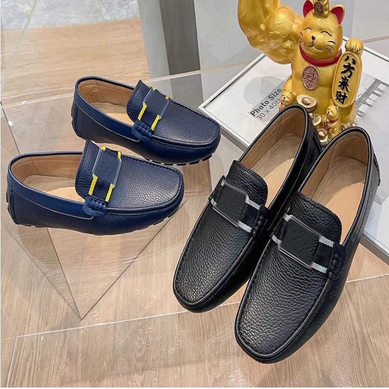 

spring autumn classic man Dress shoes 100% leather Belt buckle Beach Casual Sandals lady Metal cowhide letter black Men designer Flat boat shoes size 39-42-43-44 With box, Blue