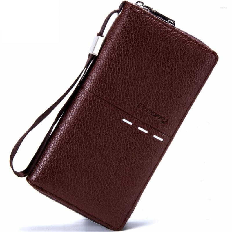 

Wallets Men Long Clutch Wallet Hand Bag With Flip Up ID Window Purse Male Money Purses Zipper Coin 2022, Coffee