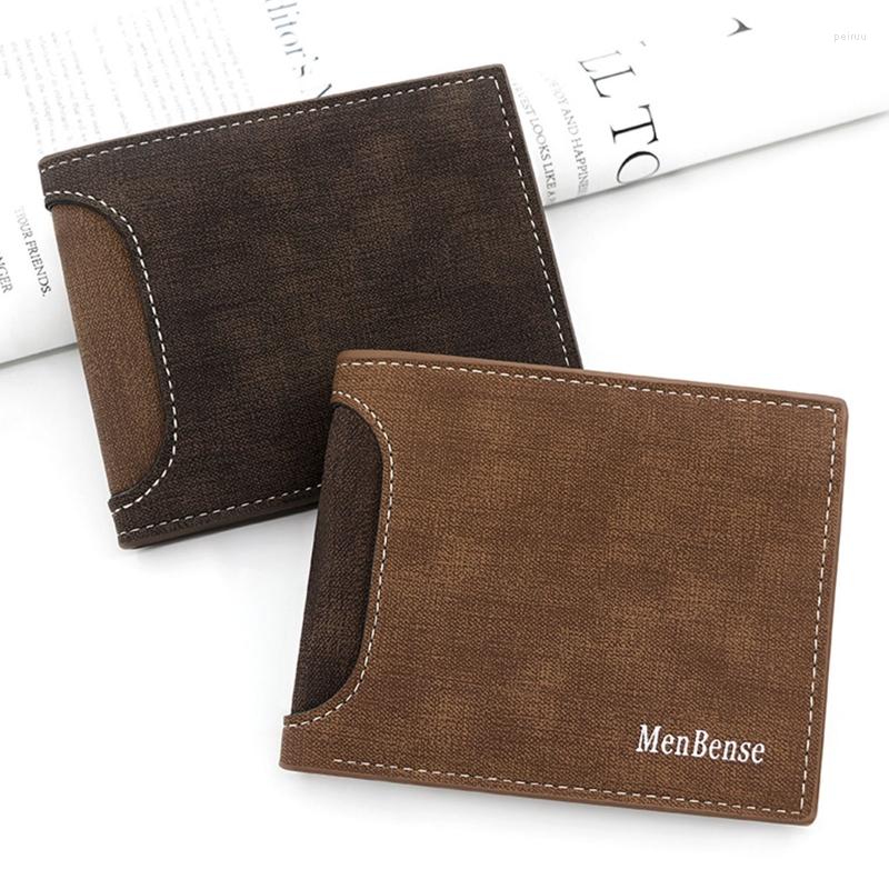 

Wallets Men's Short Wallet PU Leather Bifold Slim Fashion ID Holder Coin Purses Business For Men, Black