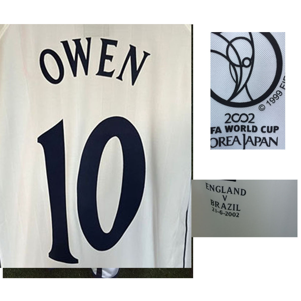 

Home Textile Retro 2002 Jersey Beckham Owen Ferdinand Scholes Lextral Printing with Game Match Details Maillot Soccer Patch Badge, #10 owen
