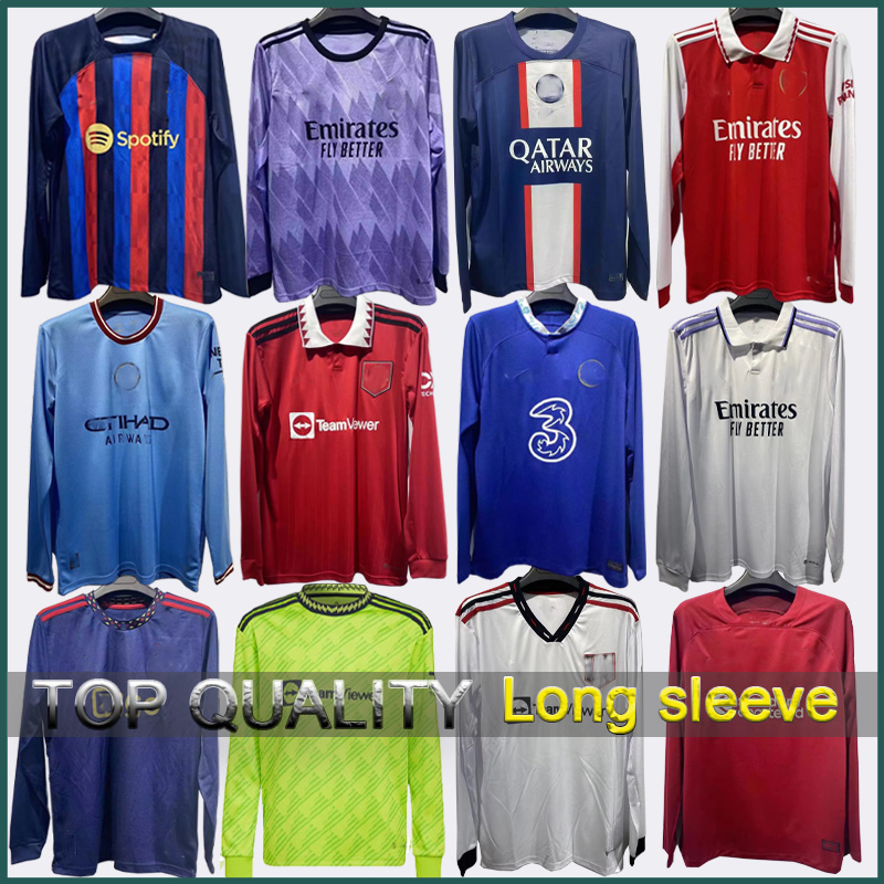 

2022 Manchester soccer jerseys Long Sleeve Real Madrids jersey shirt psgs Barcelonas football DARWIN ANTONY SANCHO RASHFORD jersey, Grey