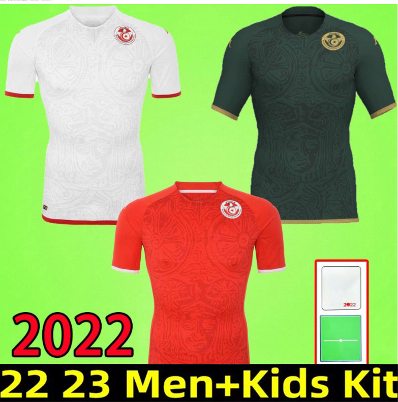 

2022 Tunisia Soccer Jerseys National Team Mens MSAKNI HANNIBAL 22 23 MAALOUL SLITI KHENISSI Home Away third Football Shirts Aldult Uniforms 2023 kids kit Green