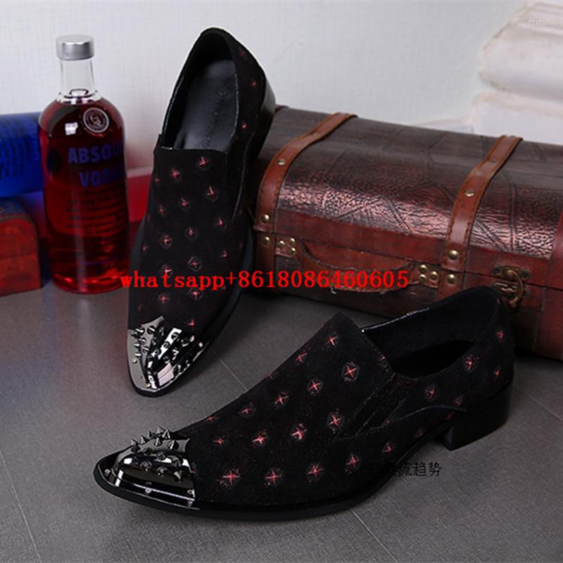 

Dress Shoes Spring Autumn Leather Men Metal Pointed Toe Rivet Flats Trendy Stage Runway Oxford For, Picture shown