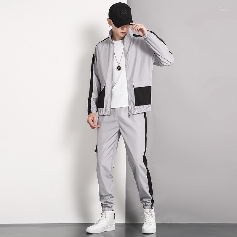 

Men's Tracksuits Men's European Trend 2022 Spring And Autumn Middle-aged Young Fashion Color Matching Casual Sports Suit, Black