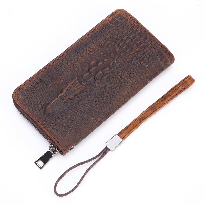 

Wallets Alligator Luxury Patent Crocodile Genuine Leather Ladies And Men Clutch Purse Hasp Long Coin Multifunctional Purses, Crocodile pattern