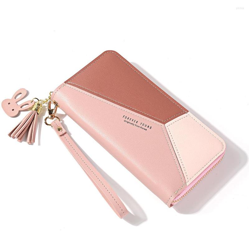 

Wallets Women Leather Zipper Coin Purses Tassel Design Long Wallet Female Money Holder Clutch 2022, Short pink