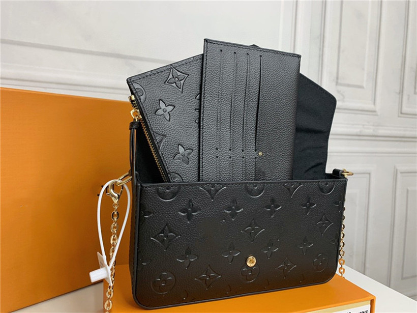 

luxury designer Evening Bag 3 pieces Women Messenger Leather handbag Original box Genuine Leather flower checkers date code serial number embossed patterns, Red embossing flower