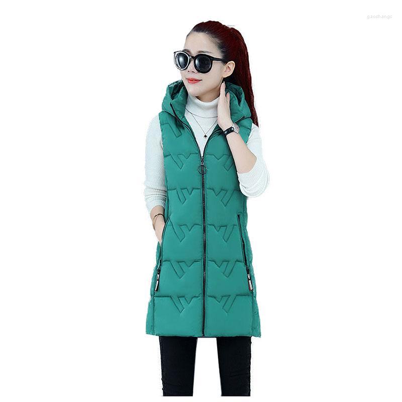 

Women's Vests Autumn Winter Cotton Vest Women Mid-Length Female Down Jacket Large Size Hooded Waistcoat Lady Warm Padded Coat Women's, Red