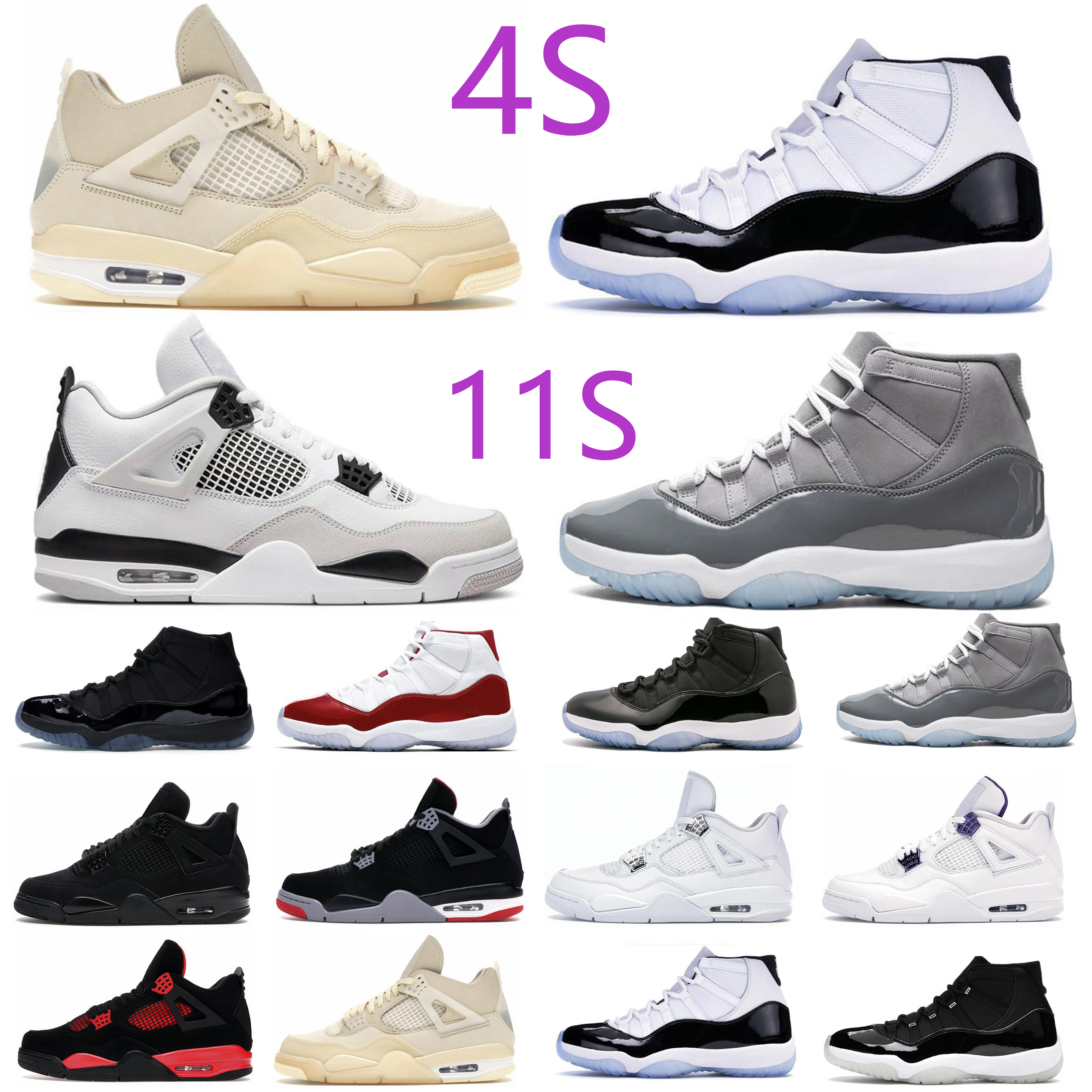 

University Blue 4s men basketball shoes 4 White Oreo Shimmer Red Black cat 11s 25th Anniversary Space Jam Cap and Gown women mens trainers sports sneakers size 36-47, #25