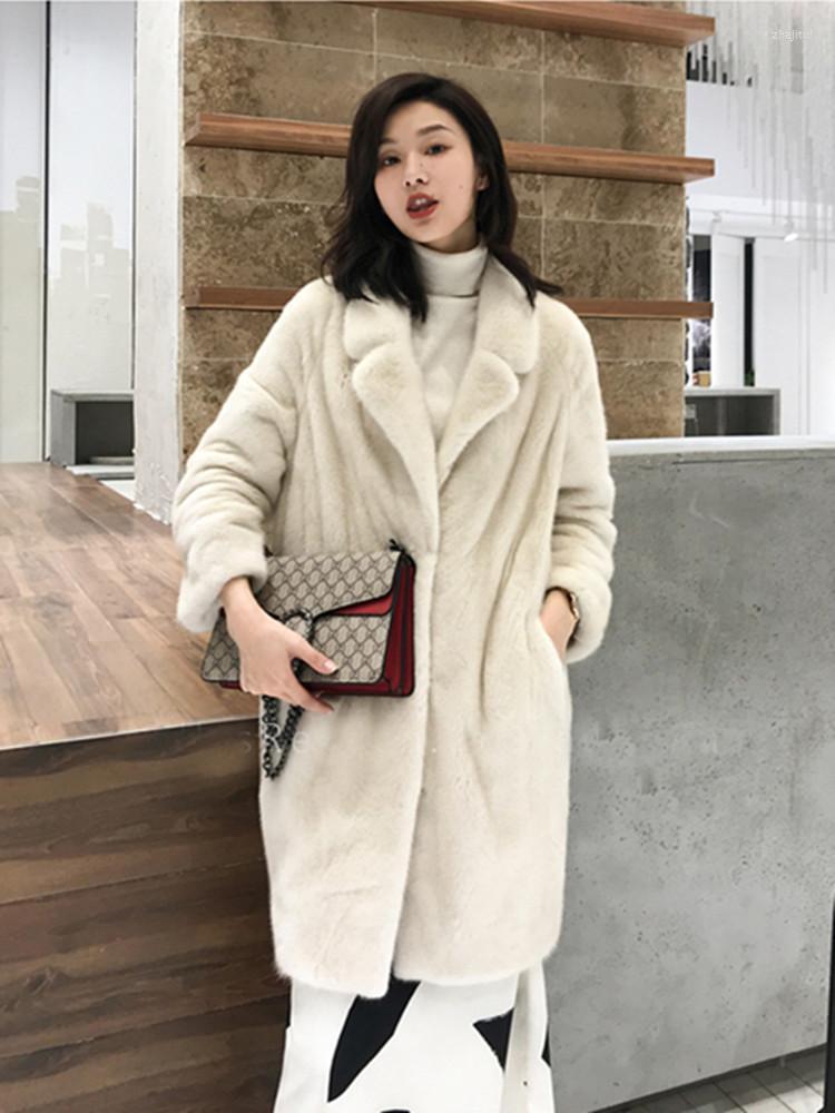 

Women's Fur Women's & Faux Winter Coat Women Solid Overcoat Mink Jacket Warm Thick Fashion Loose Ladies Fluffy Long, Khaki