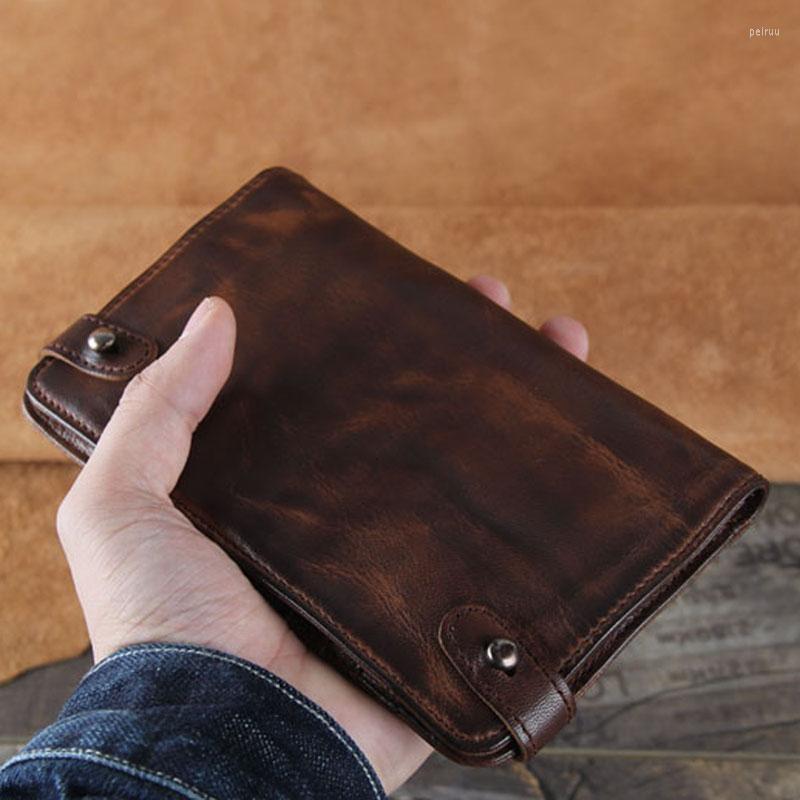 

Wallets AETOO Original Handmade Suede Bag Catwalk Style Pleated Wallet Men's Leather Long Card Clutch