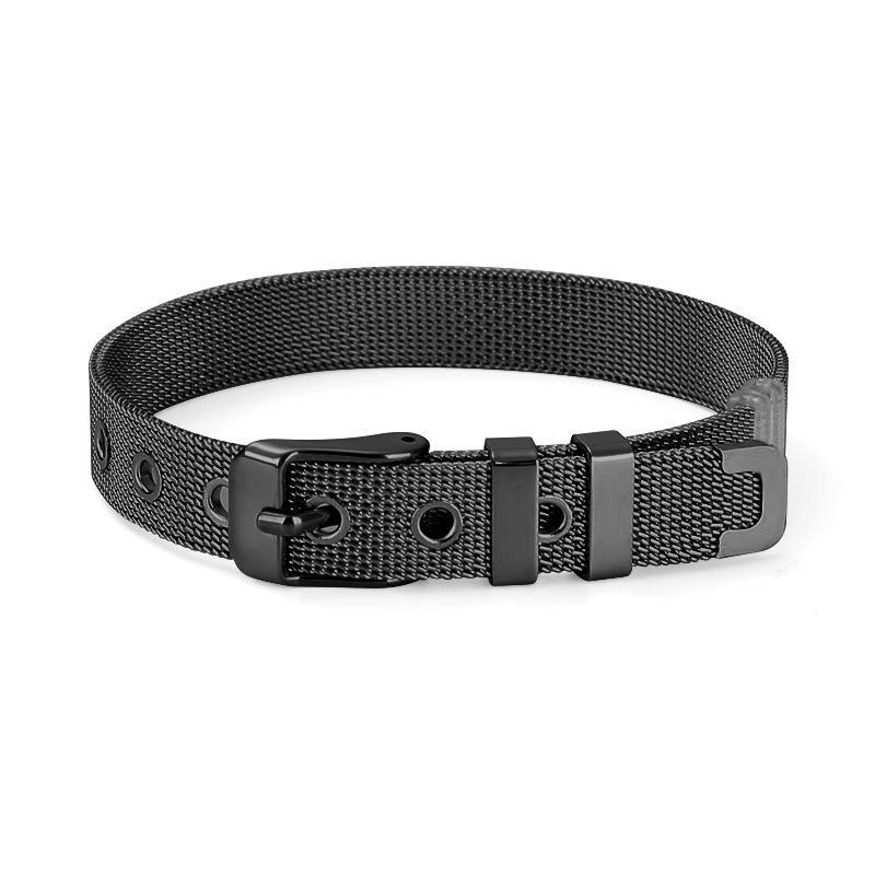 

Cuff Adjustable Belt Buckle Chain Charm Bracelet Women Men Adjustable Mesh Net Bracelets Bangles Gold Silver Color Stainless Steel Jewel